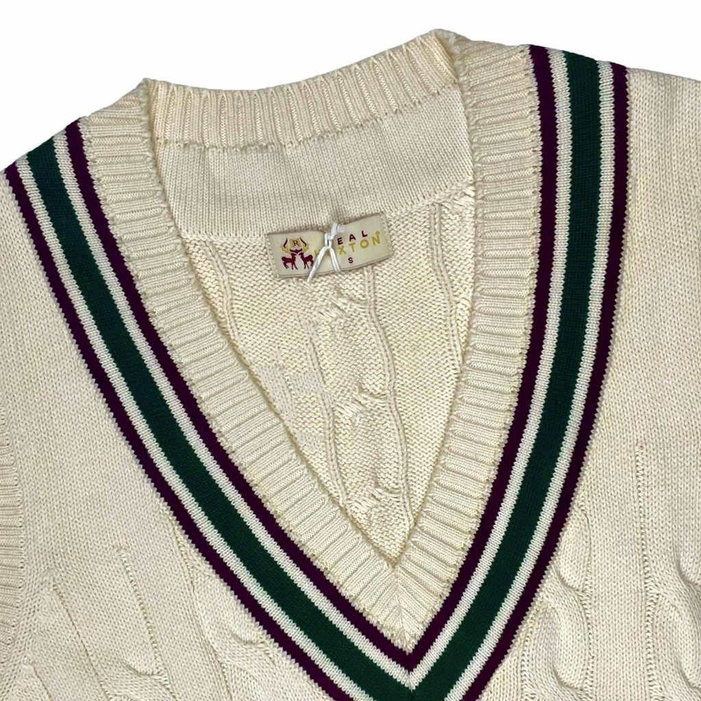 Real Hoxton Cricket Vest - Racing Green Maroon