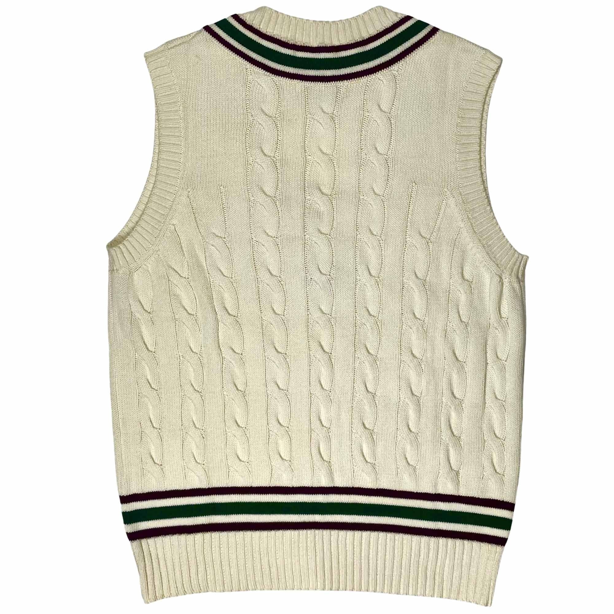 Real Hoxton Cricket Vest - Racing Green Maroon