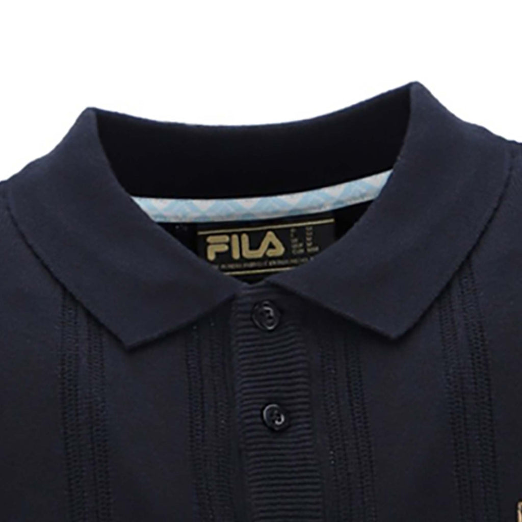 Fila Vintage Gold Kennedy Knit Polo Shirt - Black