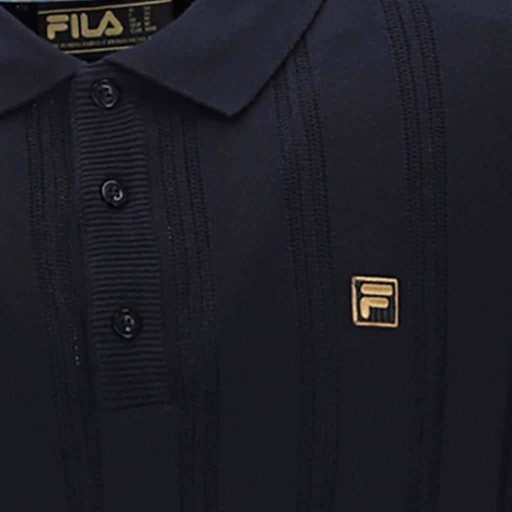 Fila Vintage Gold Kennedy Knit Polo Shirt - Black