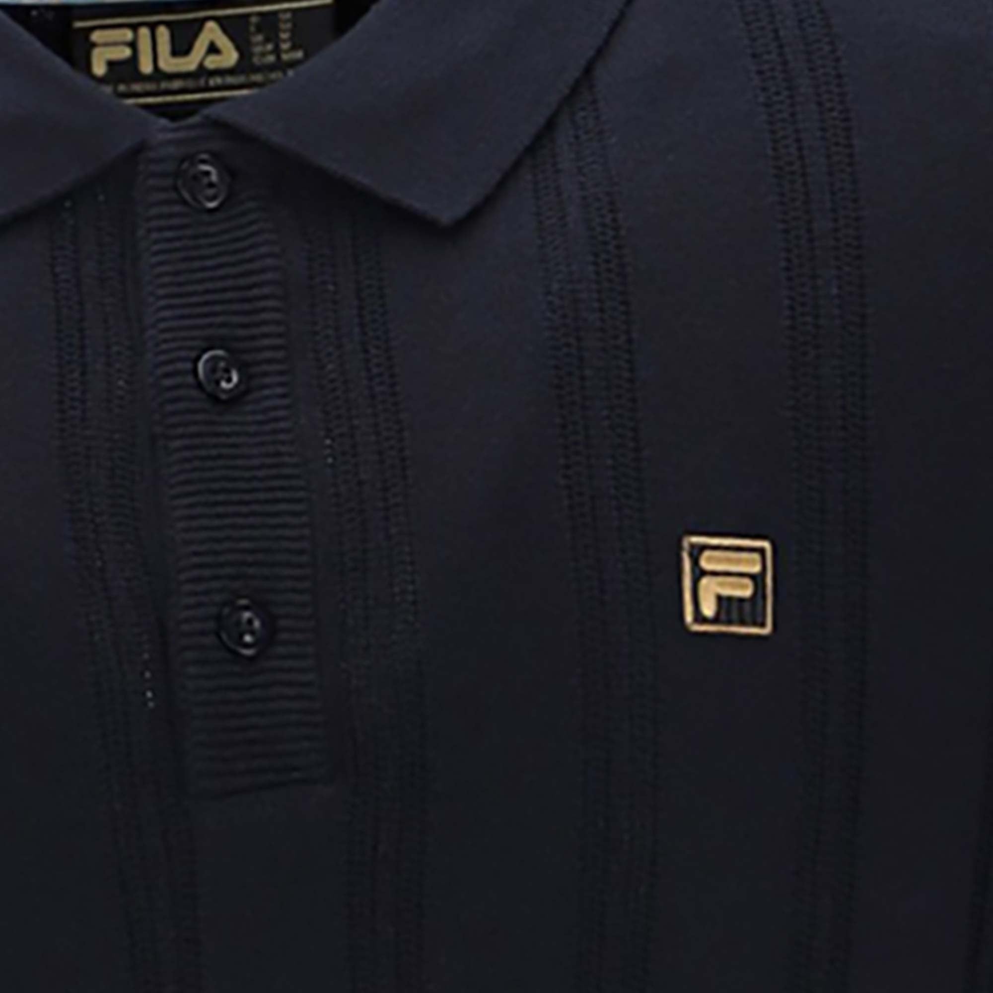 Fila Vintage Gold Kennedy Knit Polo Shirt - Black