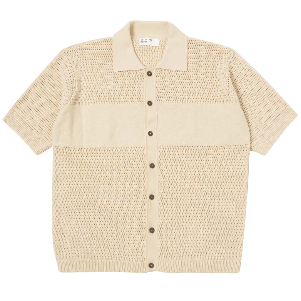 Universal Works Short Sleeve Knit Polo Shirt - Ecru