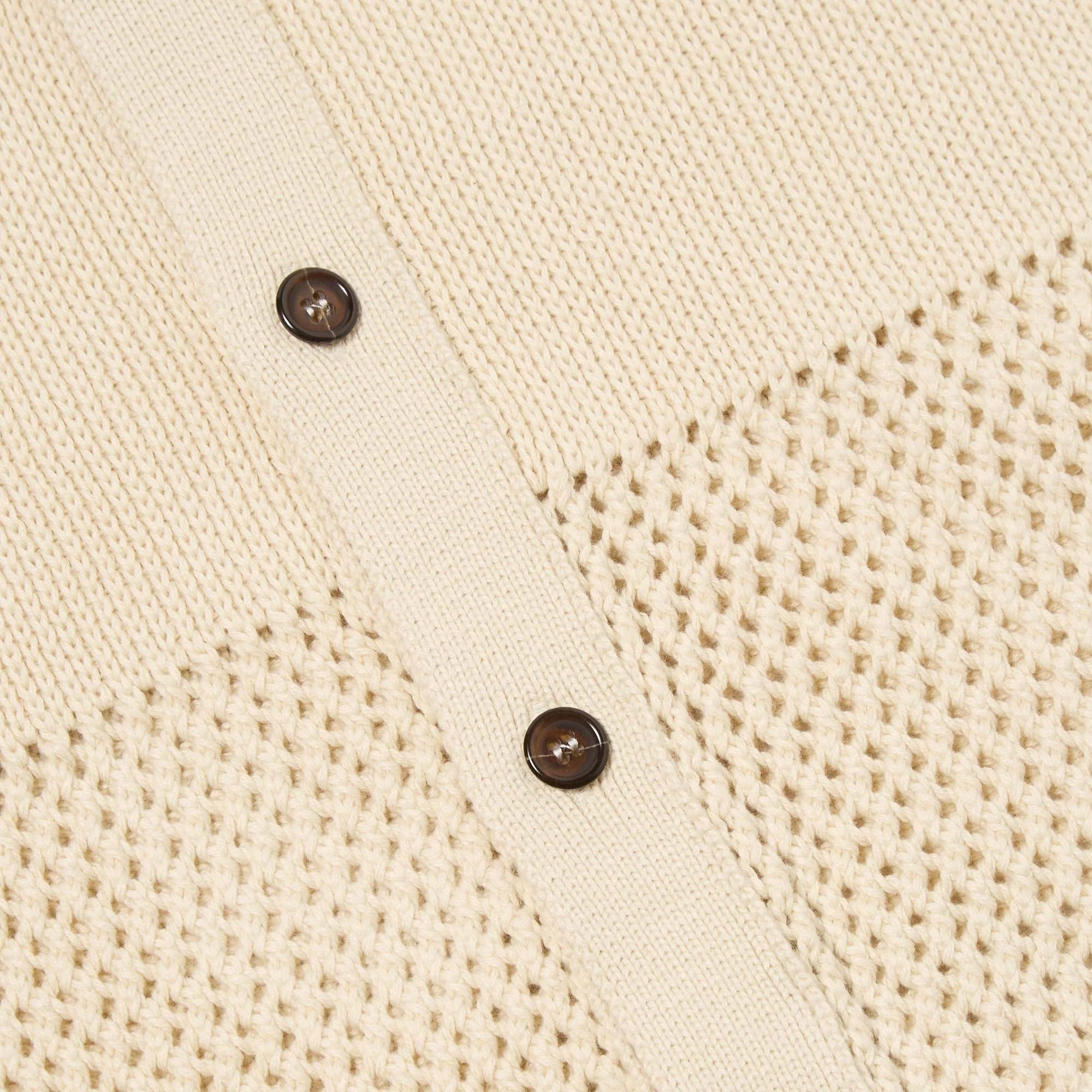 Universal Works Short Sleeve Knit Polo Shirt - Ecru