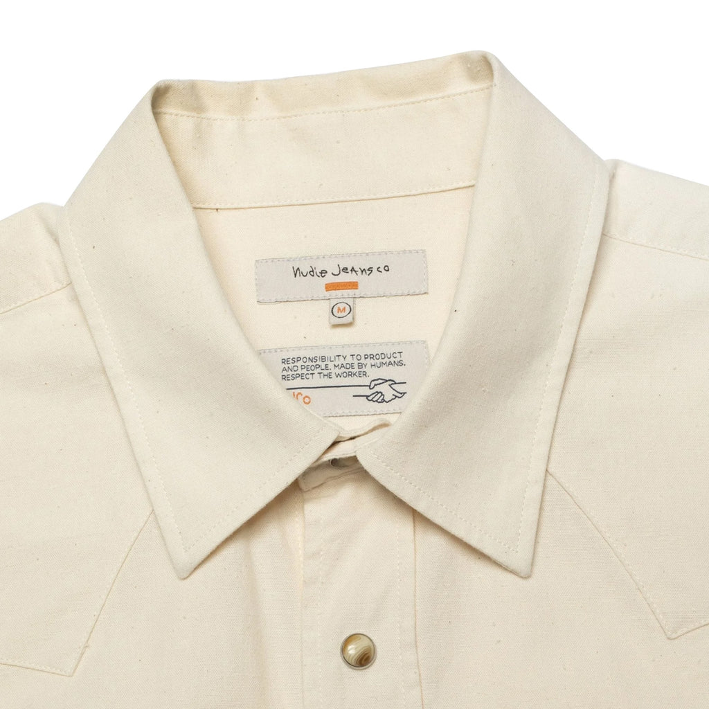 Nudie Jeans George Chambray Western Shirt - Ecru