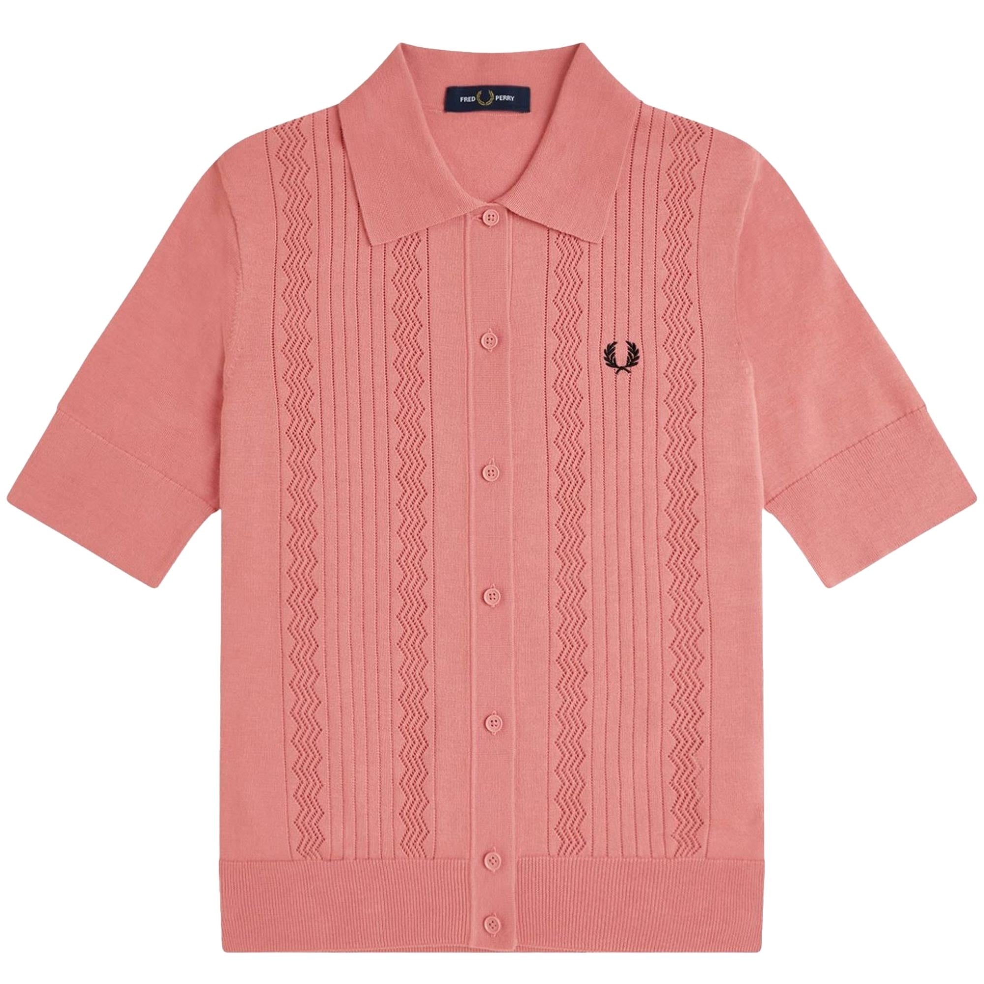 Fred Perry Womens Pointelle Detail Knitted Shirt - Putty Pink