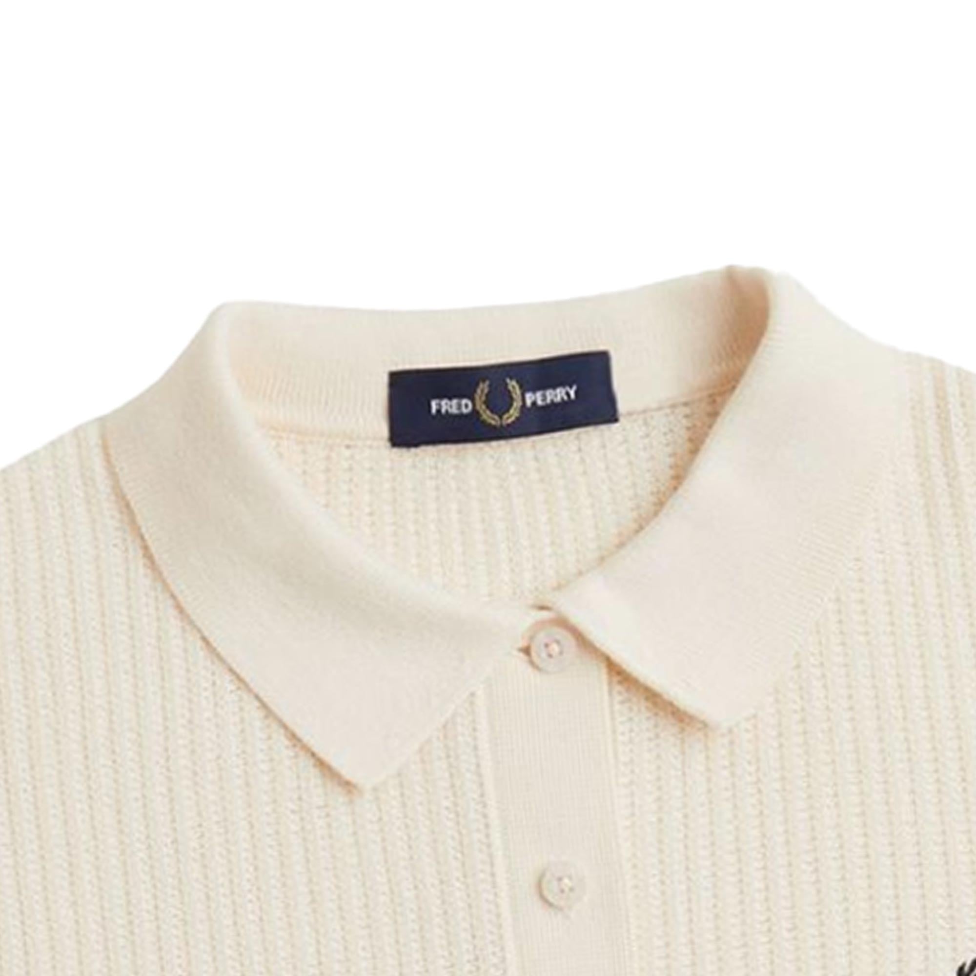 Fred Perry Womens Mesh Knit Polo Shirt - Light Ecru