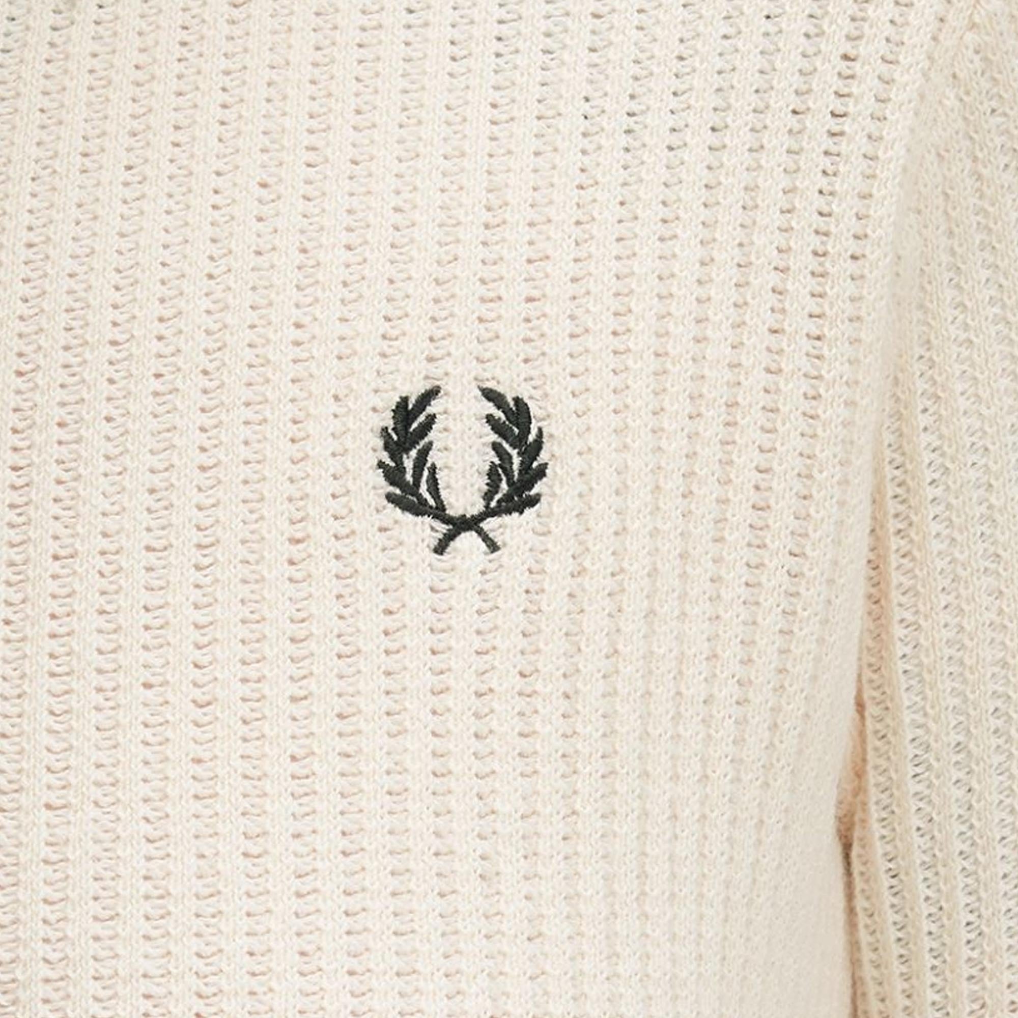 Fred Perry Womens Mesh Knit Polo Shirt - Light Ecru