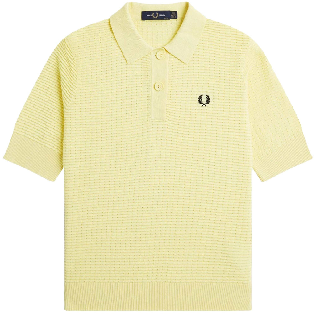 Fred Perry Textured Knit Polo Shirt - Gold