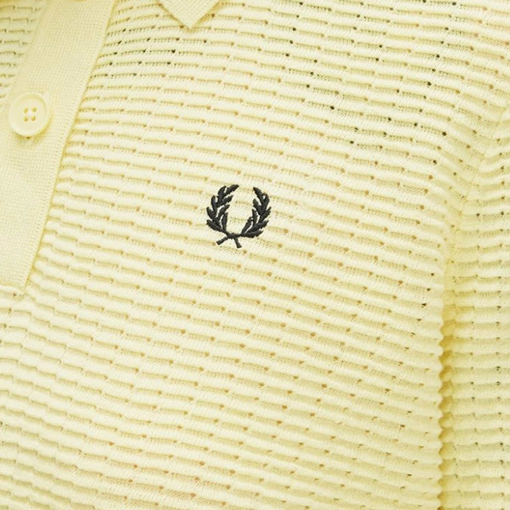Fred Perry Textured Knit Polo Shirt - Gold