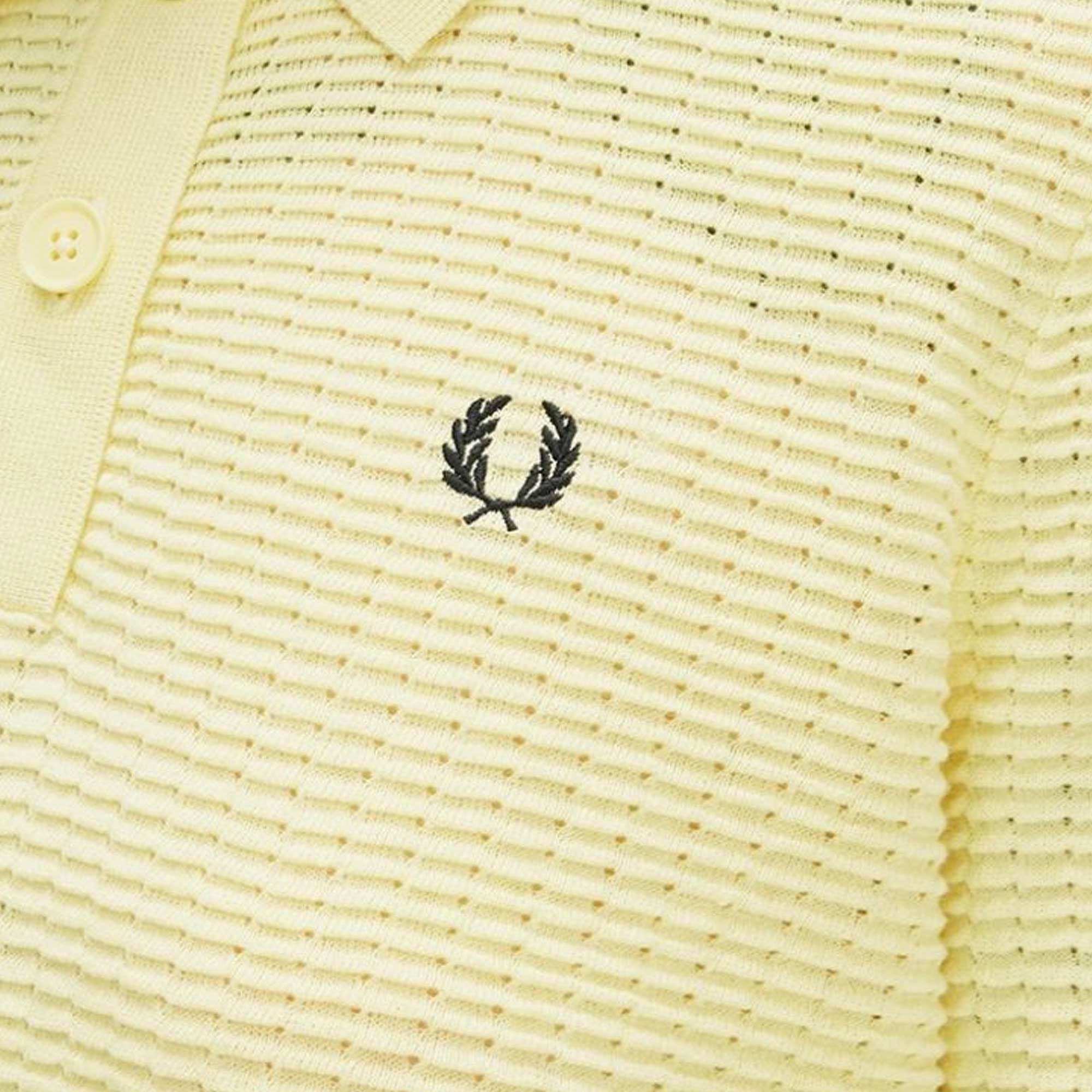 Fred Perry Textured Knit Polo Shirt - Gold