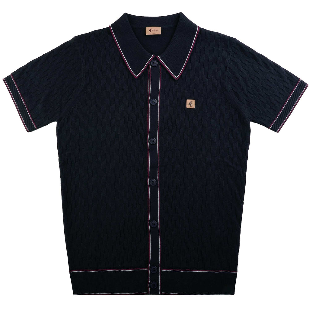 Gabicci Vintage Shaun Knitted Polo Shirt - Navy
