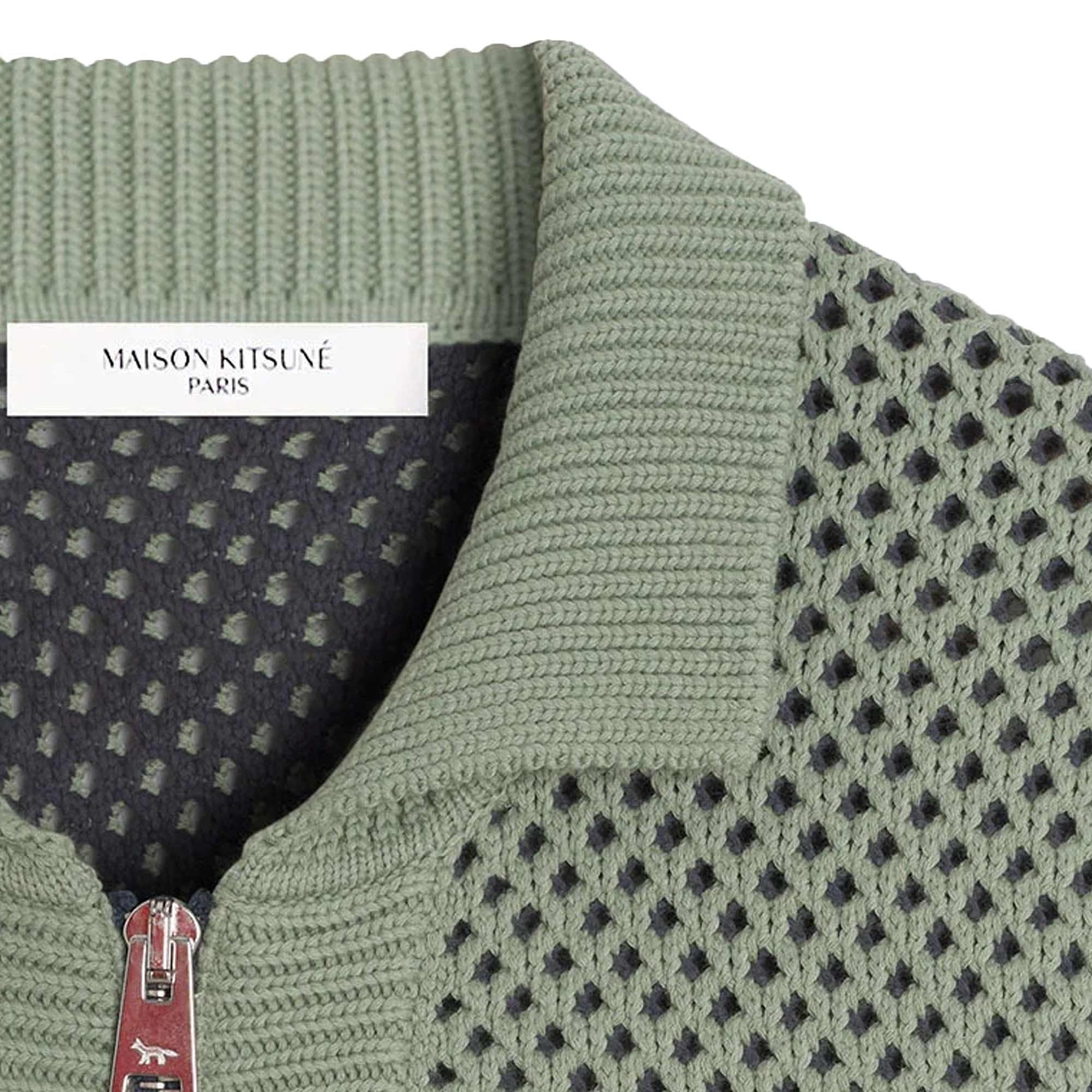 Maison Kitsune Striped Mesh Cardigan - Vert