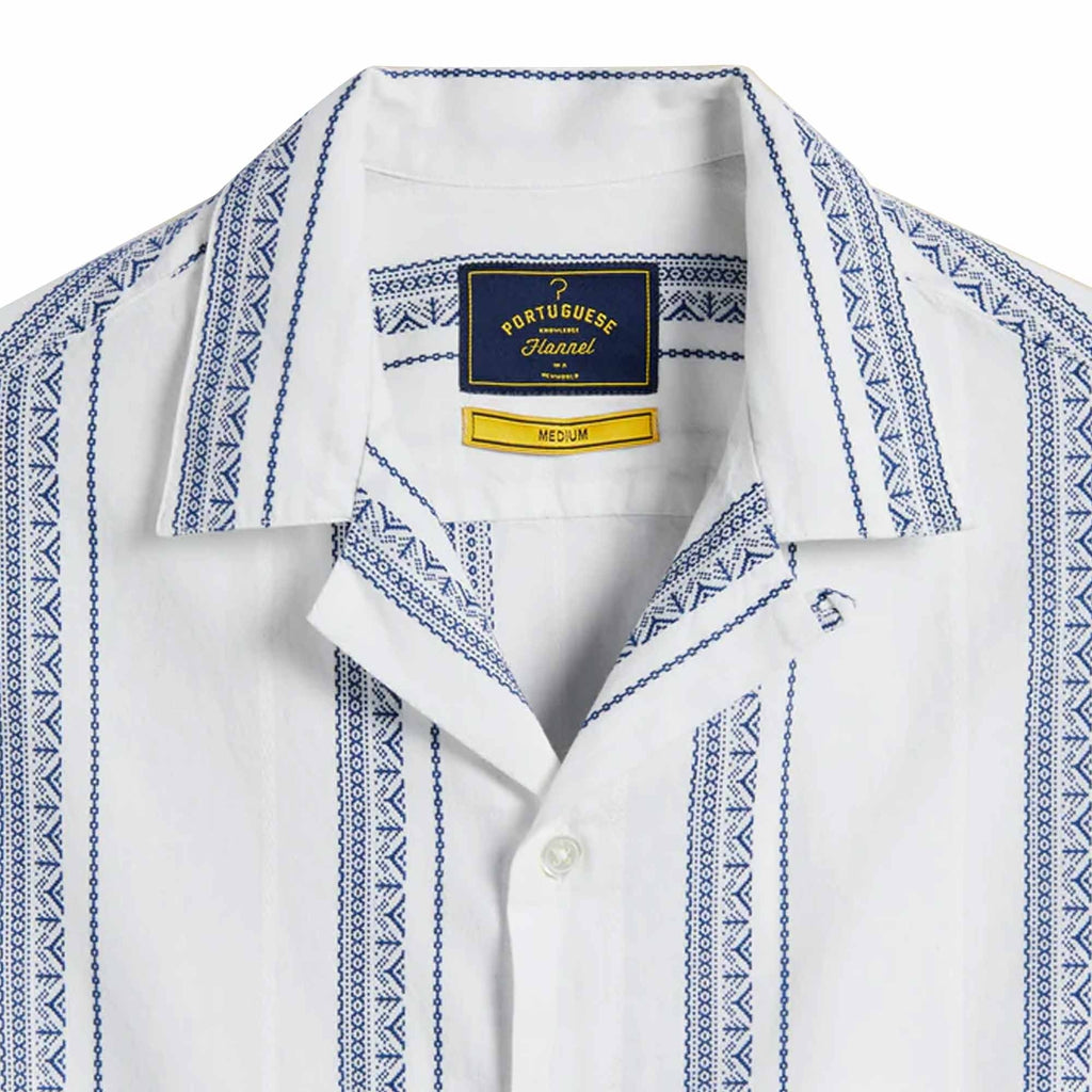 Portuguese Flannel Alqueva Shirt - White and Blue