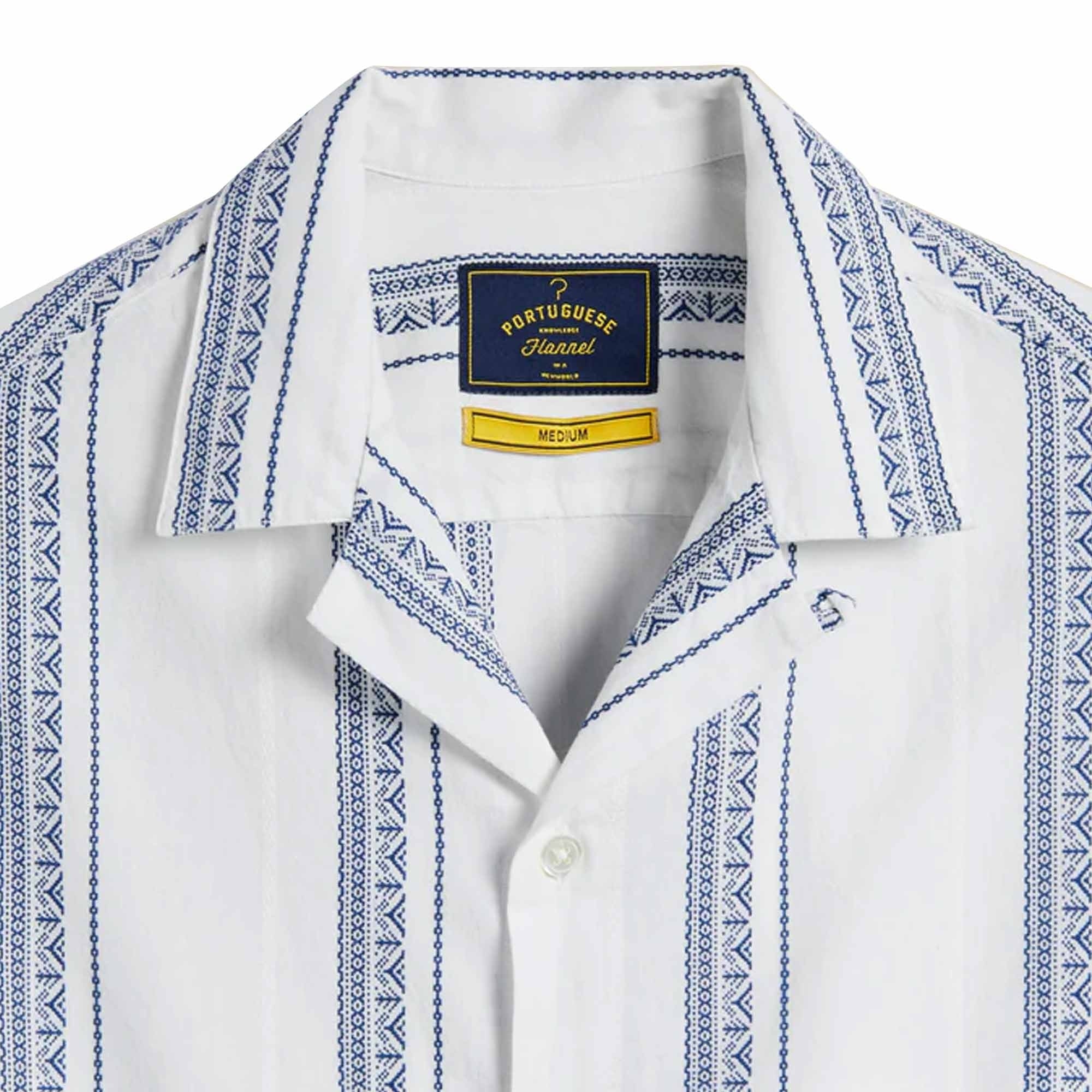 Portuguese Flannel Alqueva Shirt - White and Blue