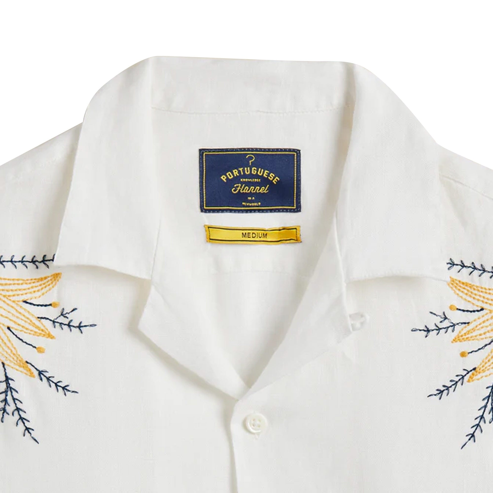 Portuguese Flannel Embroidery Bird and Flowers Shirt - Ecru