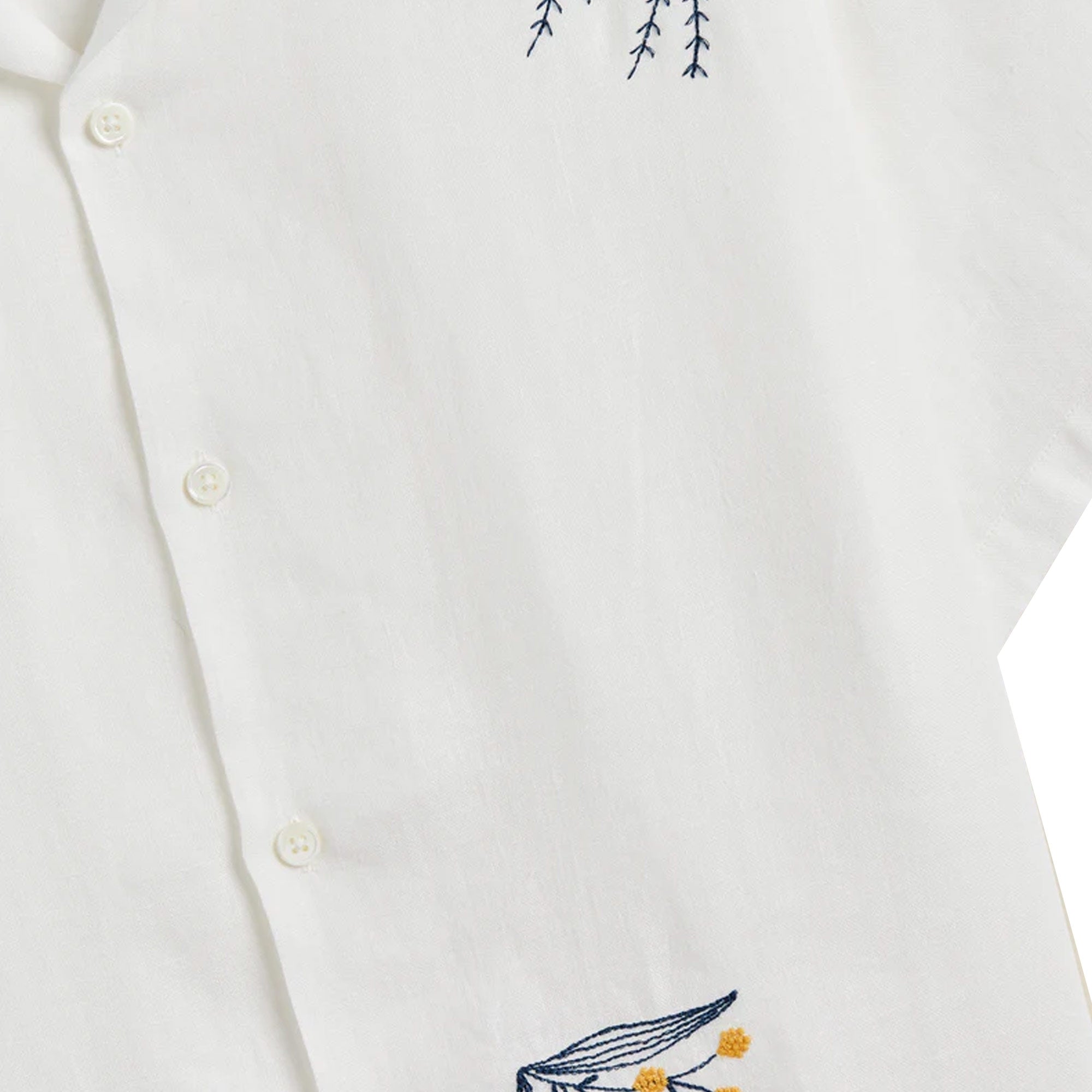 Portuguese Flannel Embroidery Bird and Flowers Shirt - Ecru