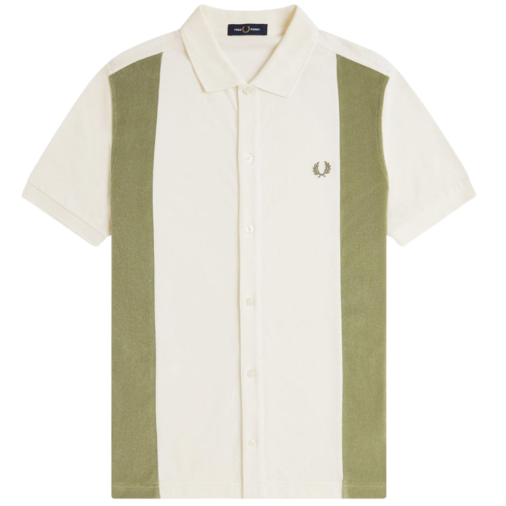 Fred Perry Towelling Panel Polo Shirt - Light Ecru