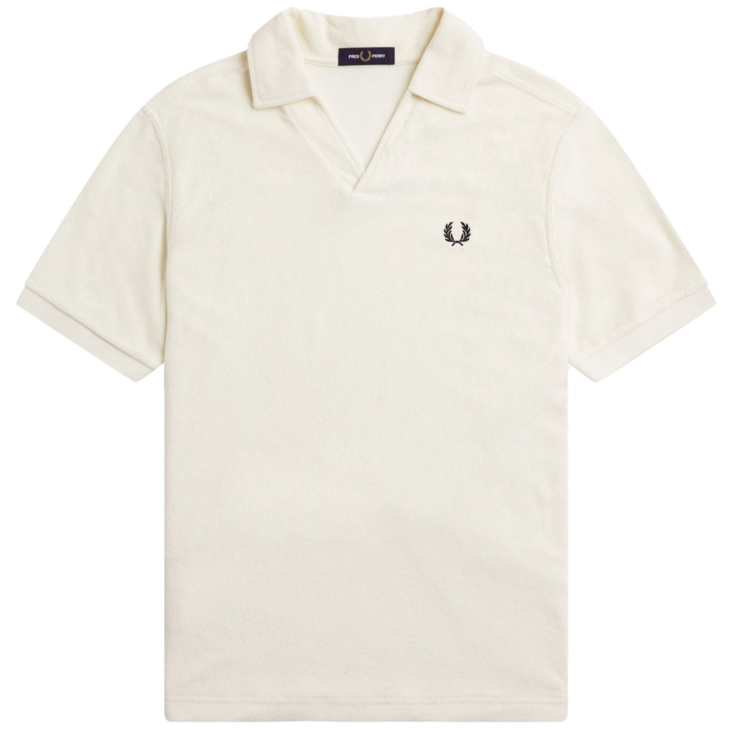 Fred Perry Open Collar Towelling Polo Shirt - Ecru
