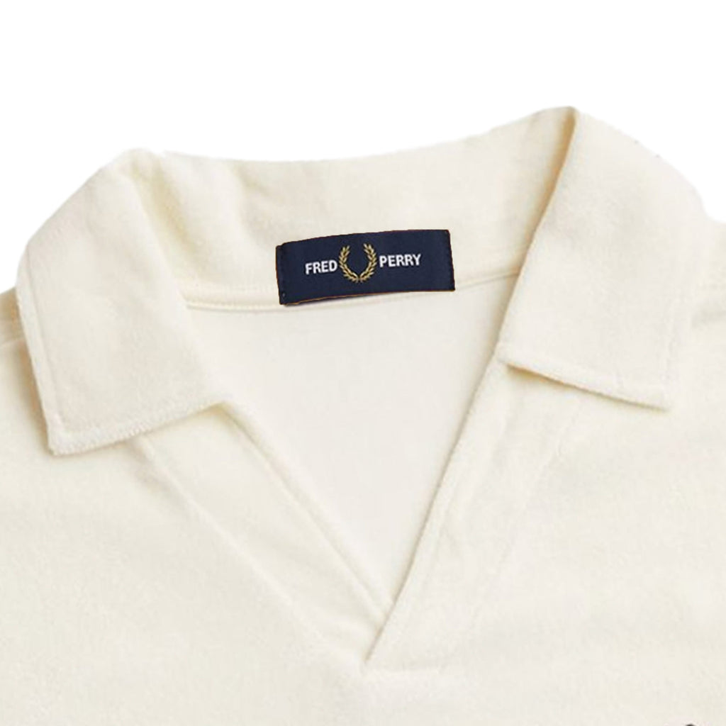 Fred Perry Open Collar Towelling Polo Shirt - Ecru