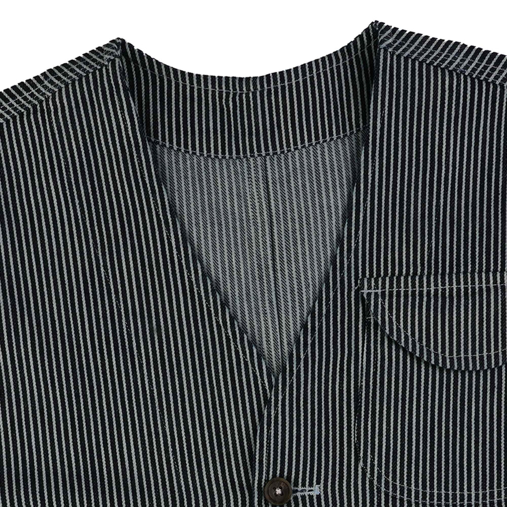 Real Hoxton Japanese Stripe Utility Vest - Hickory