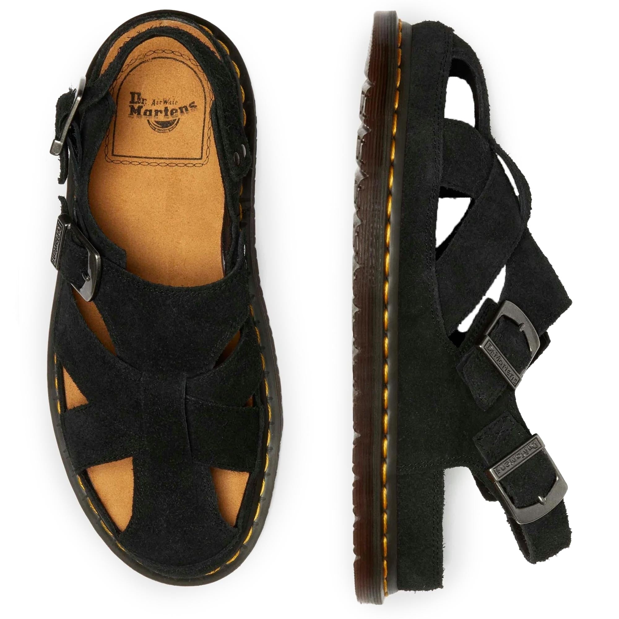Dr. Martens Archive Fisherman Suede Sandals - Black