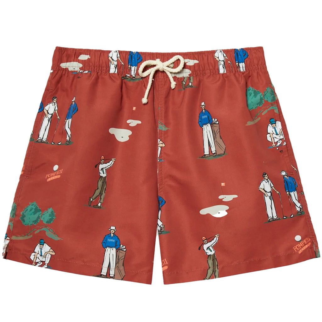 Pompeii Golf Swim Trunks - Ruby