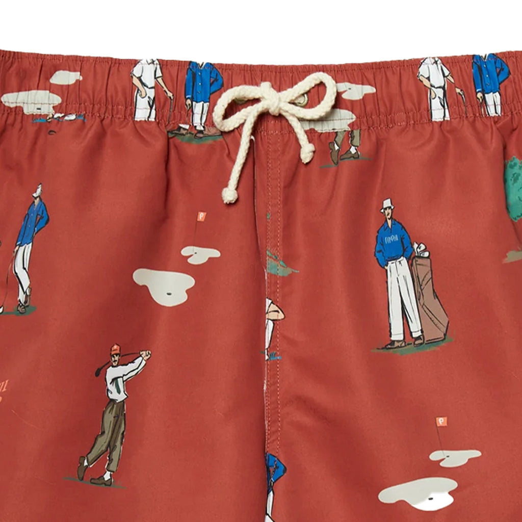Pompeii Golf Swim Trunks - Ruby