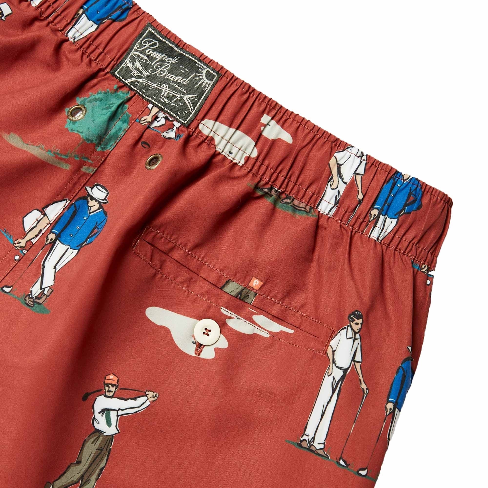 Pompeii Golf Swim Trunks - Ruby