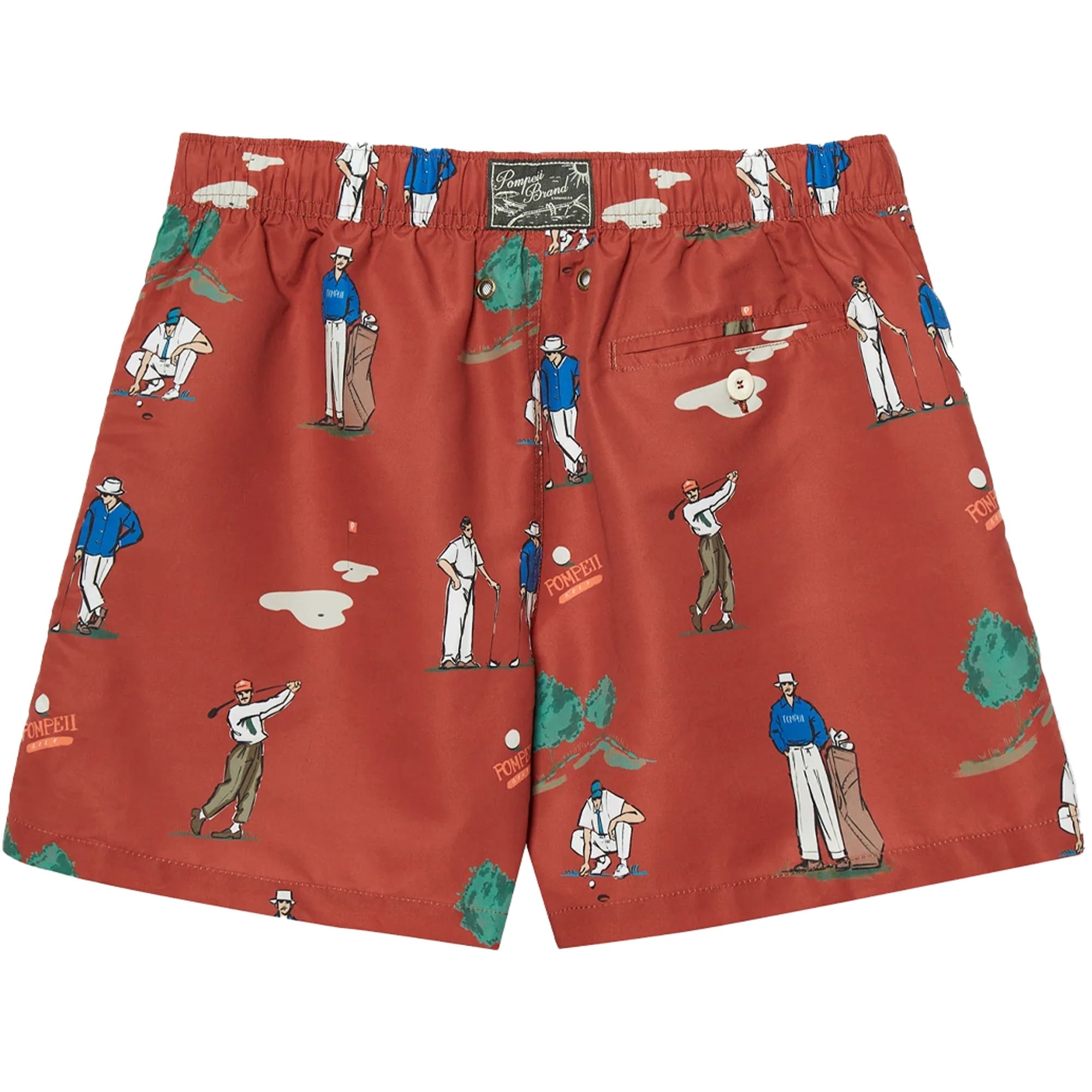 Pompeii Golf Swim Trunks - Ruby