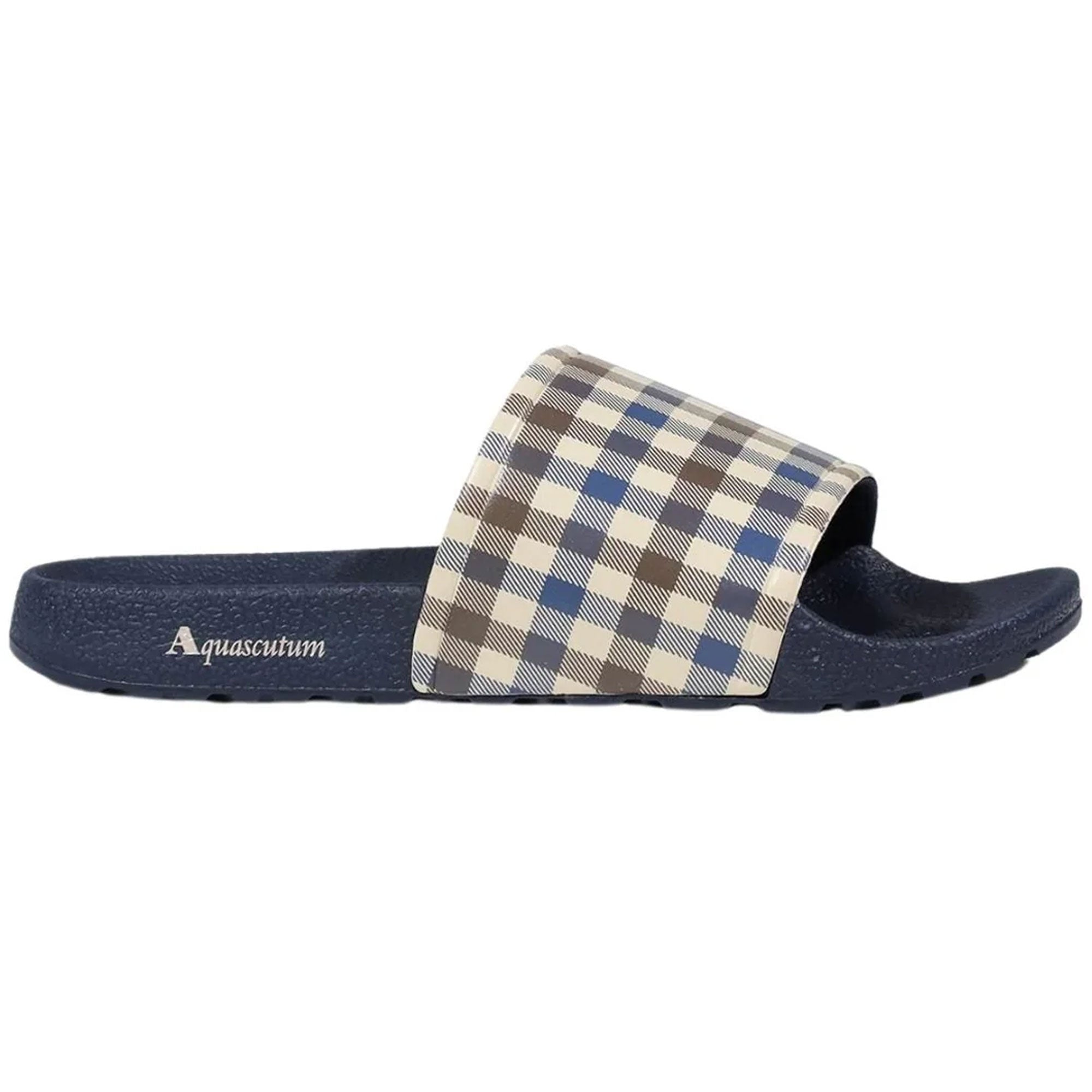 Aquascutum Active Iconic Check Slides - Navy