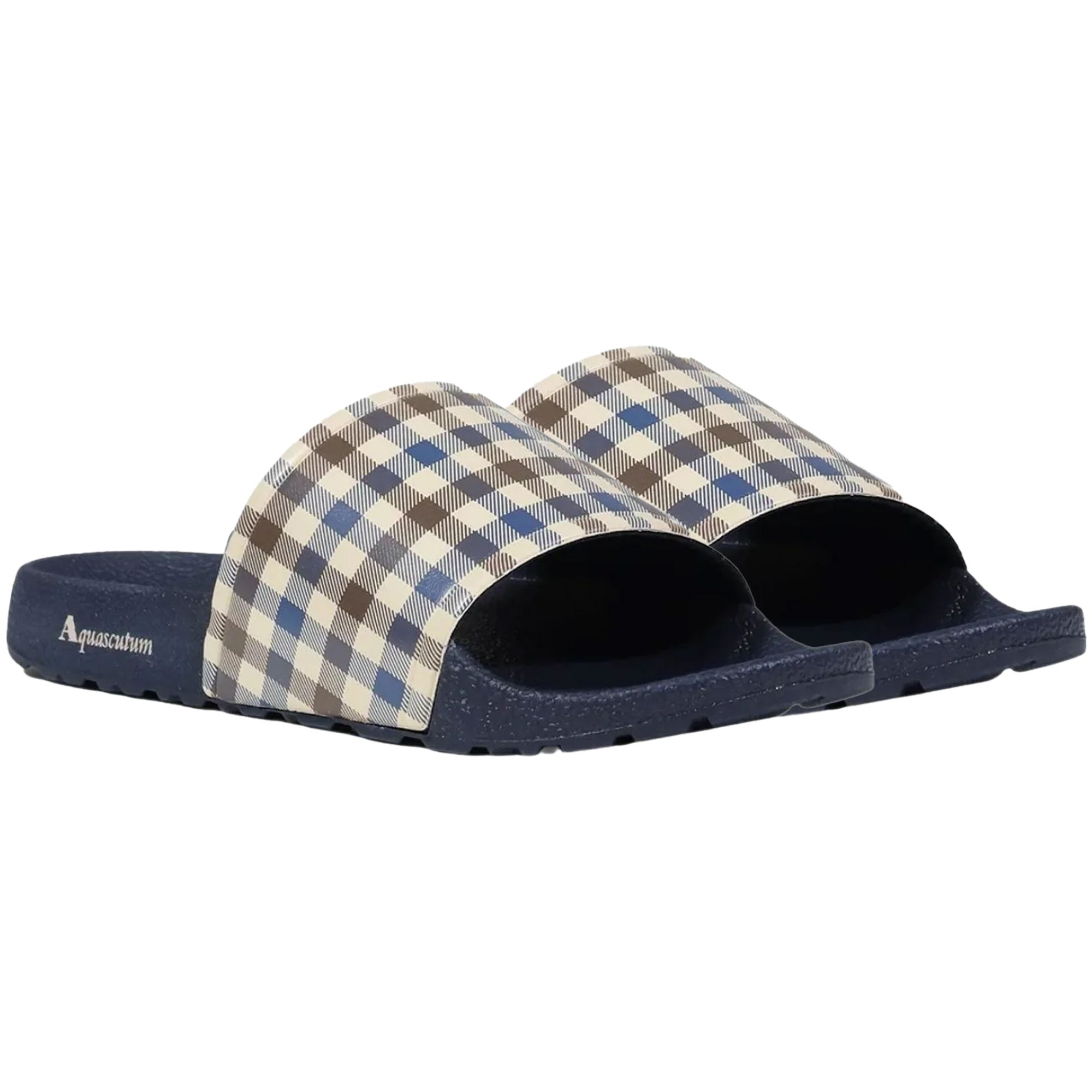 Aquascutum Active Iconic Check Slides - Navy