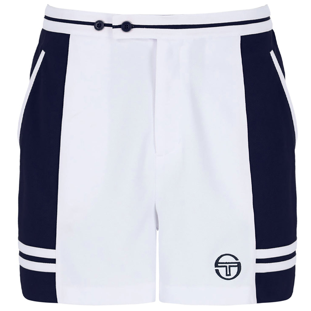 Sergio Tacchini Super MK2 Tennis Shorts - White/Maritime Blue