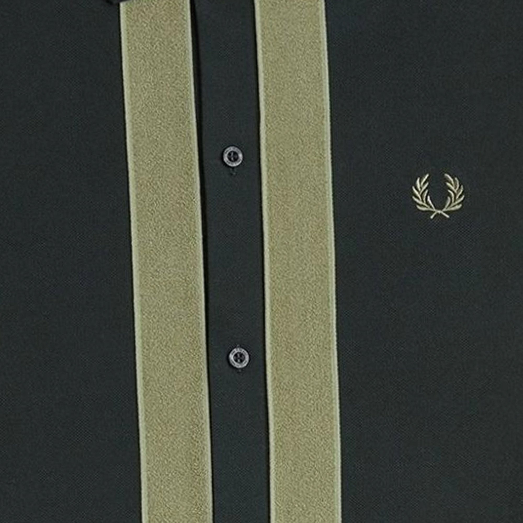 Fred Perry Chenille Tape Button Through Polo - Night Green