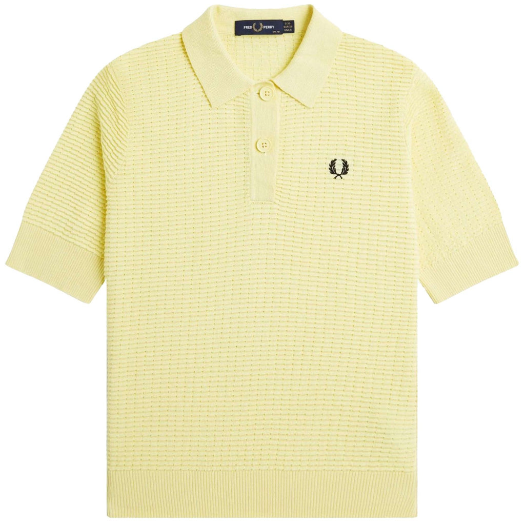 Fred Perry Womens Textured Knit Polo Shirt - Champs Gold