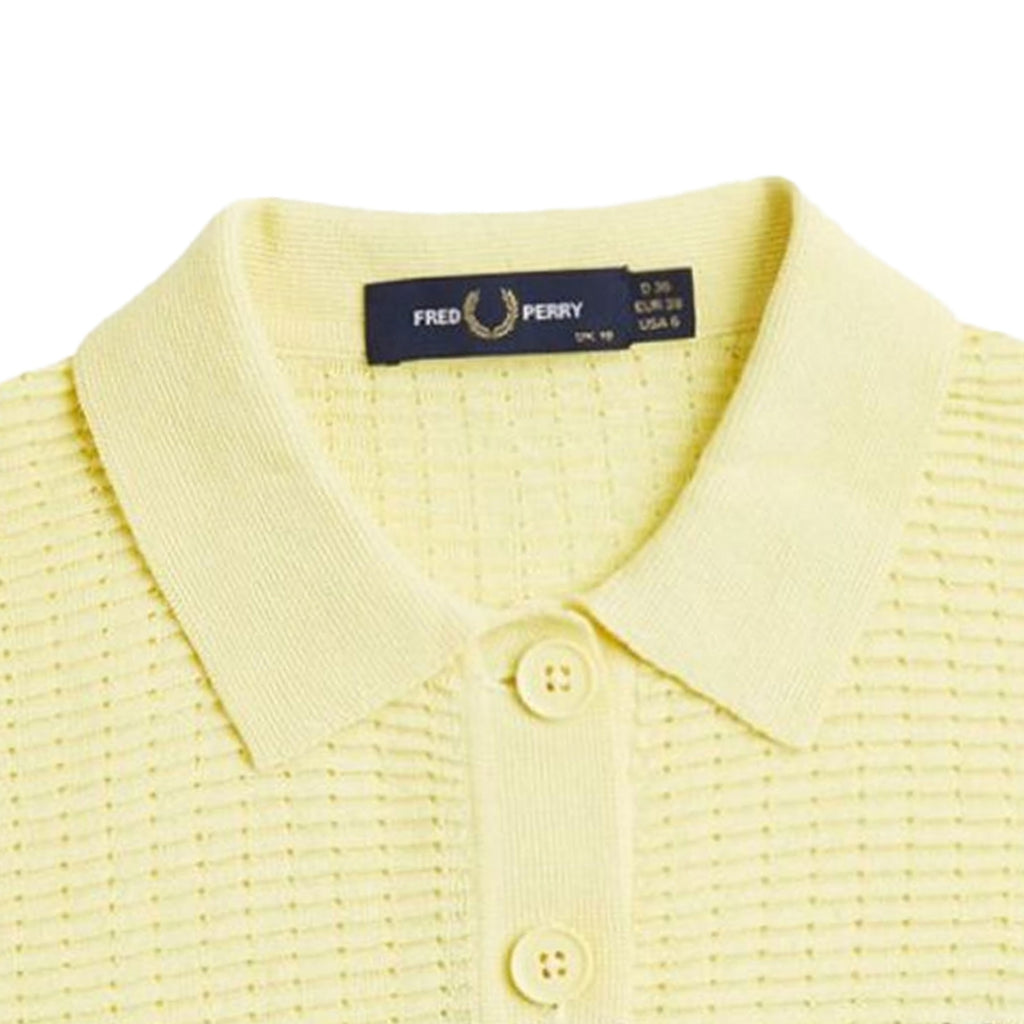 Fred Perry Womens Textured Knit Polo Shirt - Champs Gold