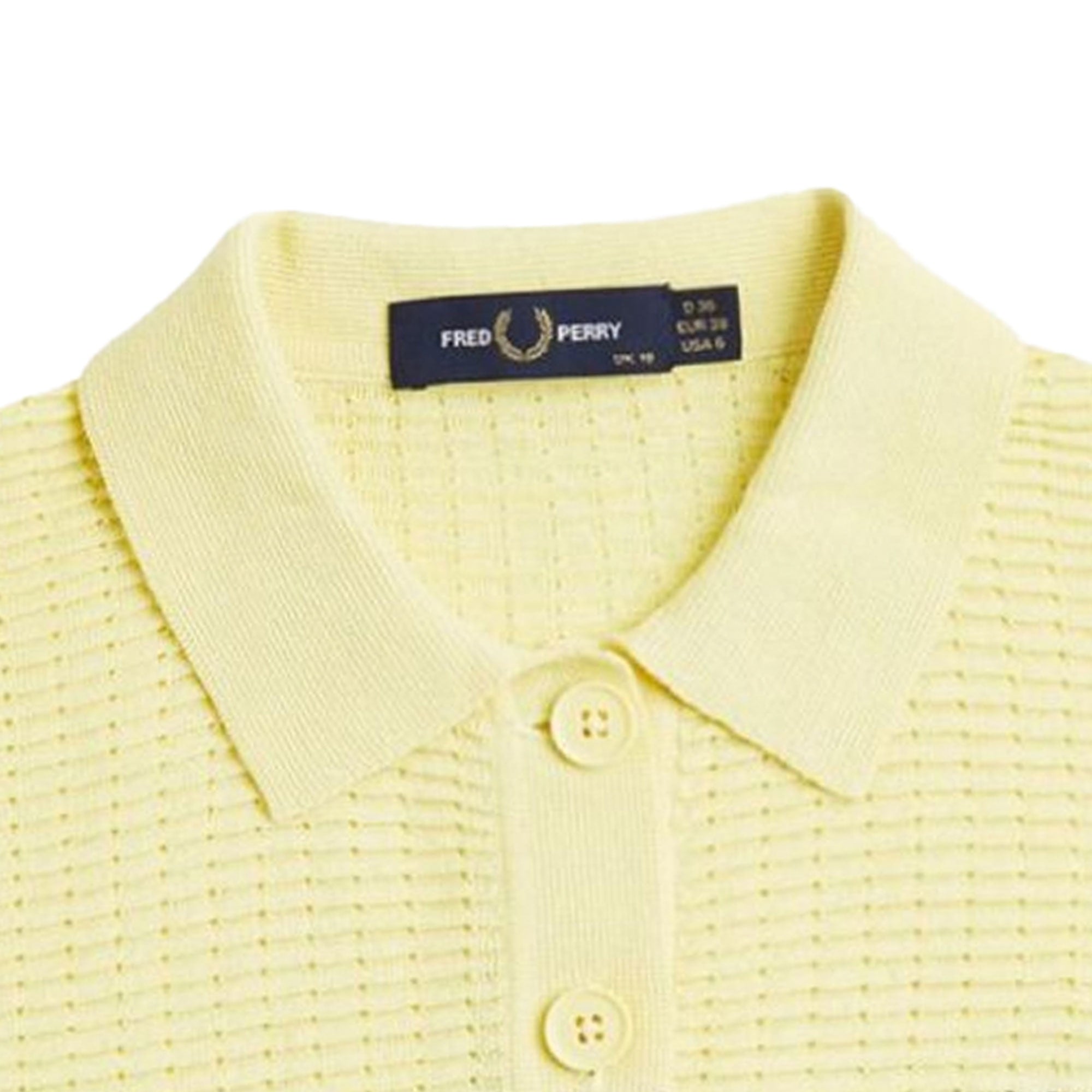 Fred Perry Womens Textured Knit Polo Shirt - Champs Gold
