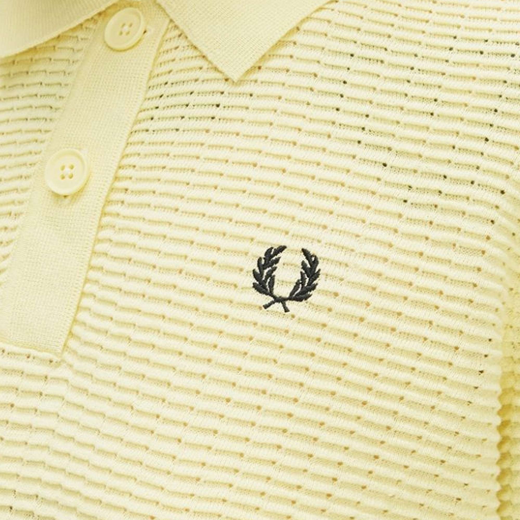 Fred Perry Womens Textured Knit Polo Shirt - Champs Gold