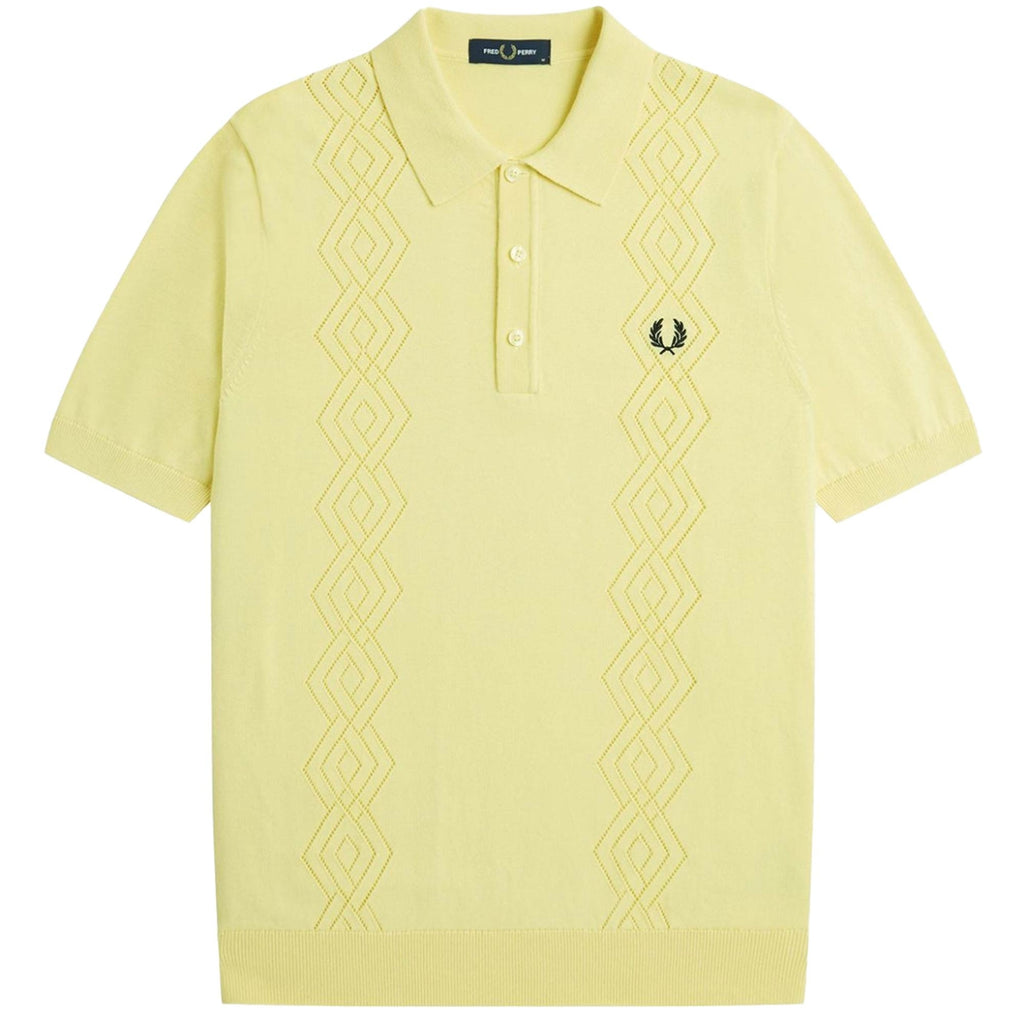 Fred Perry Pointelle Knitted Shirt - Champs Gold