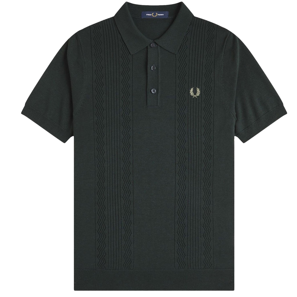 Fred Perry Pointelle Knitted Shirt - Night Green