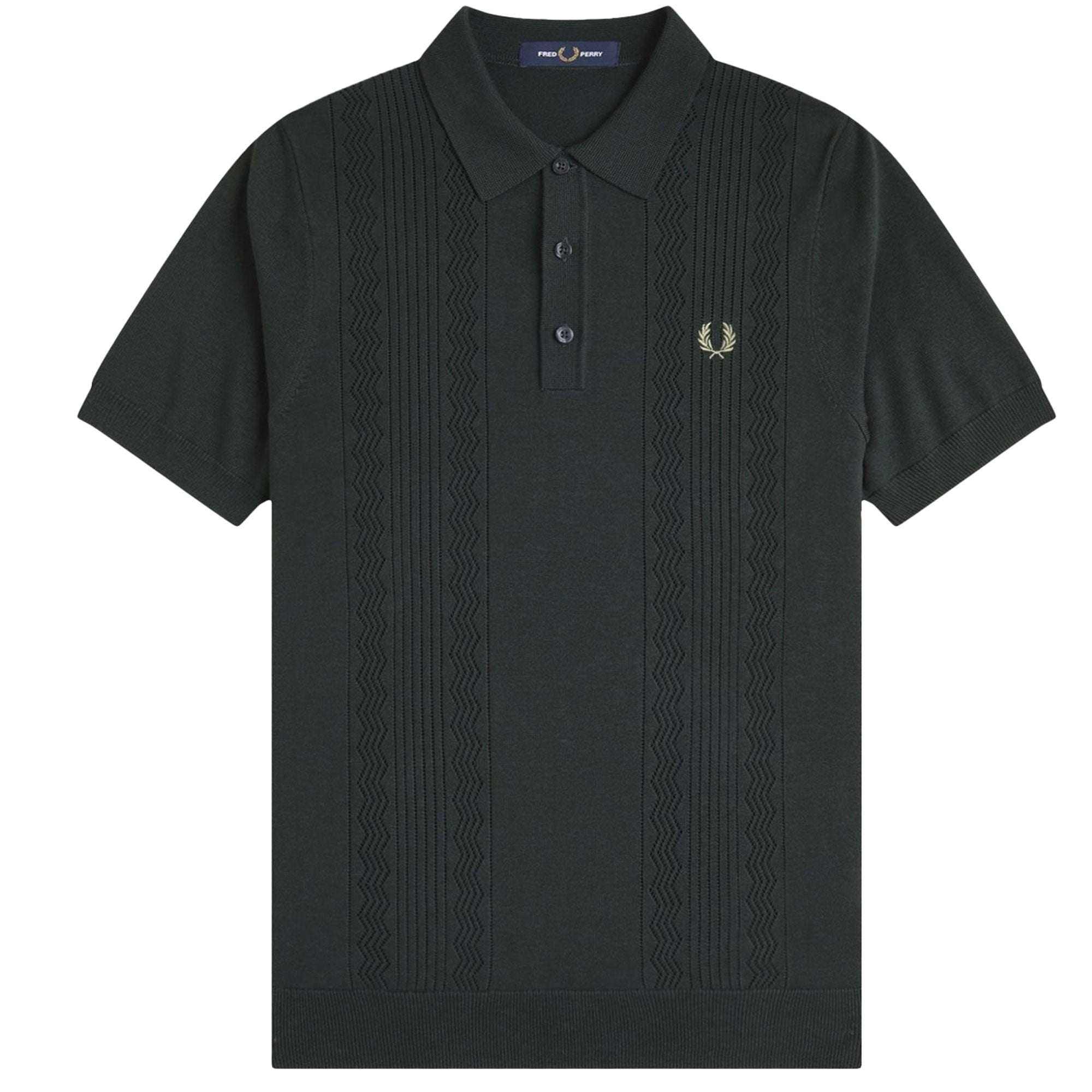 Fred Perry Pointelle Knitted Shirt - Night Green