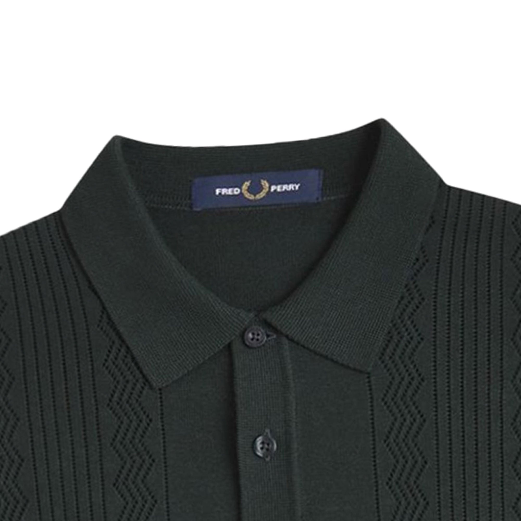Fred Perry Pointelle Knitted Shirt - Night Green