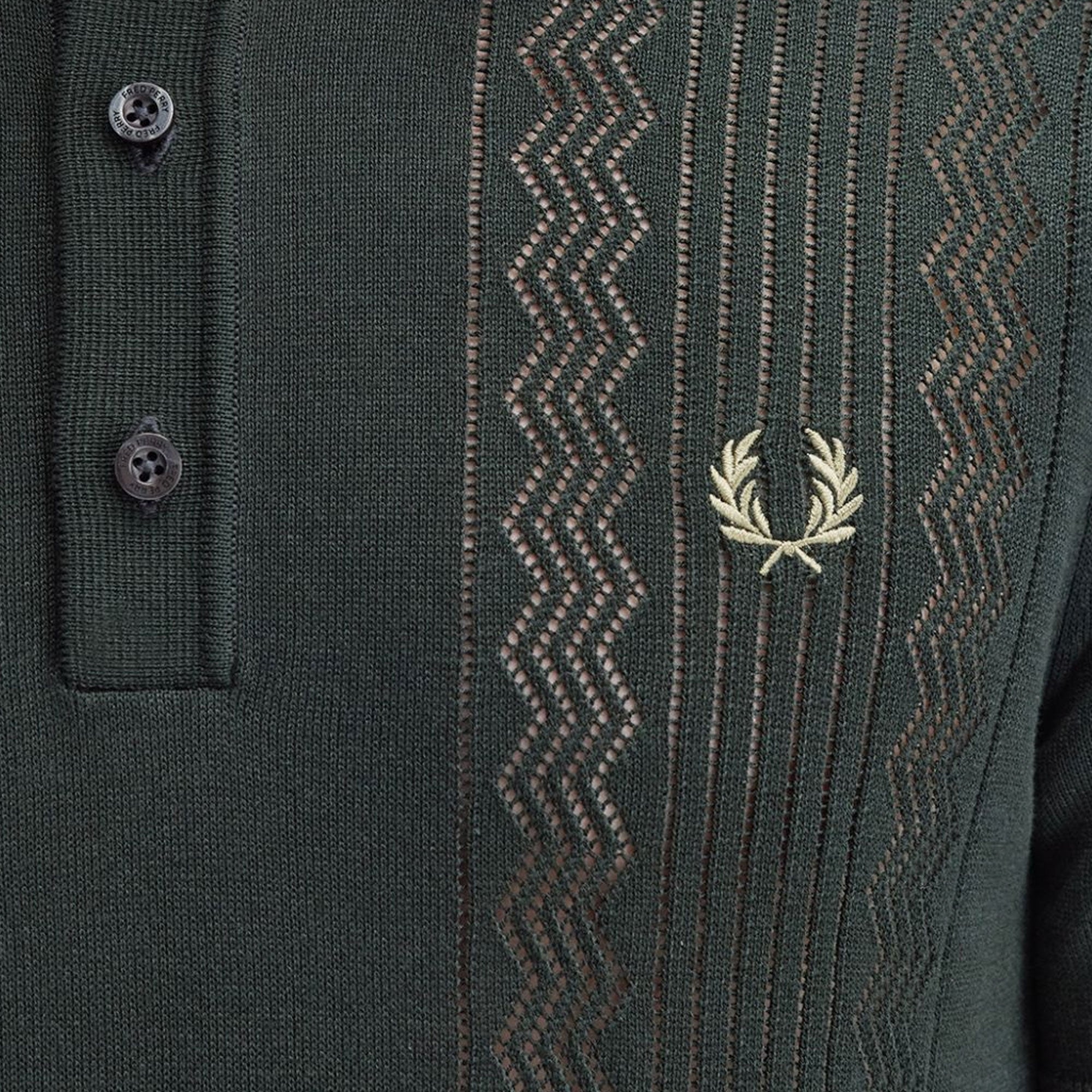 Fred Perry Pointelle Knitted Shirt - Night Green