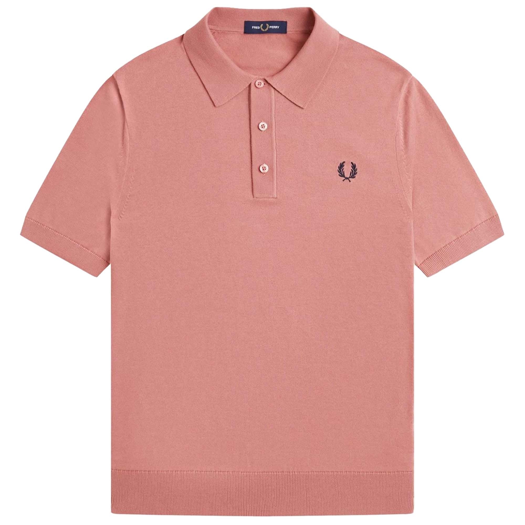 Fred Perry Cotton Knitted Shirt - Putty Pink