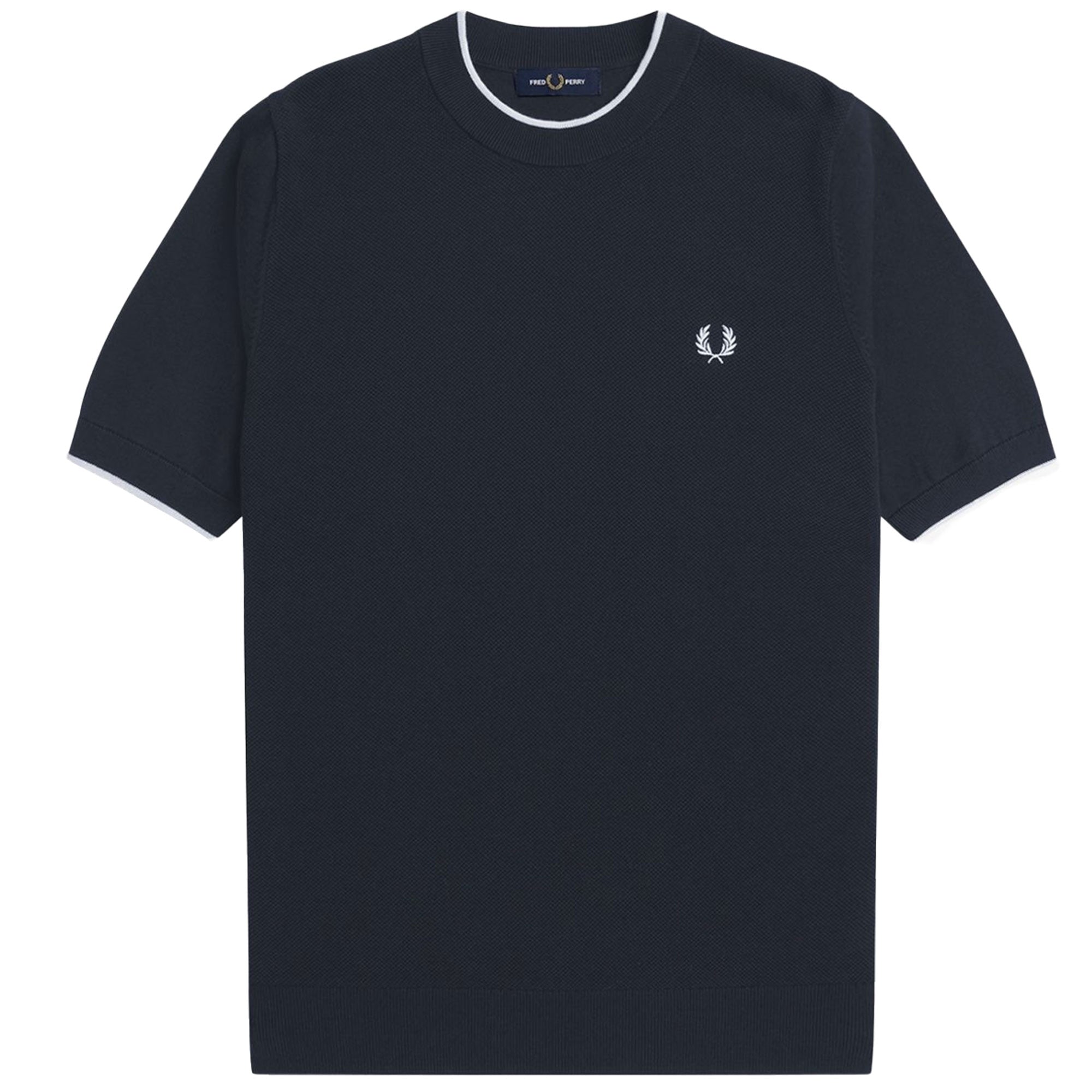 Fred Perry Texture Front Knitted T-Shirt - Navy