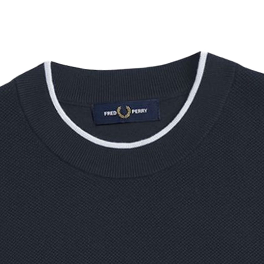 Fred Perry Texture Front Knitted T-Shirt - Navy