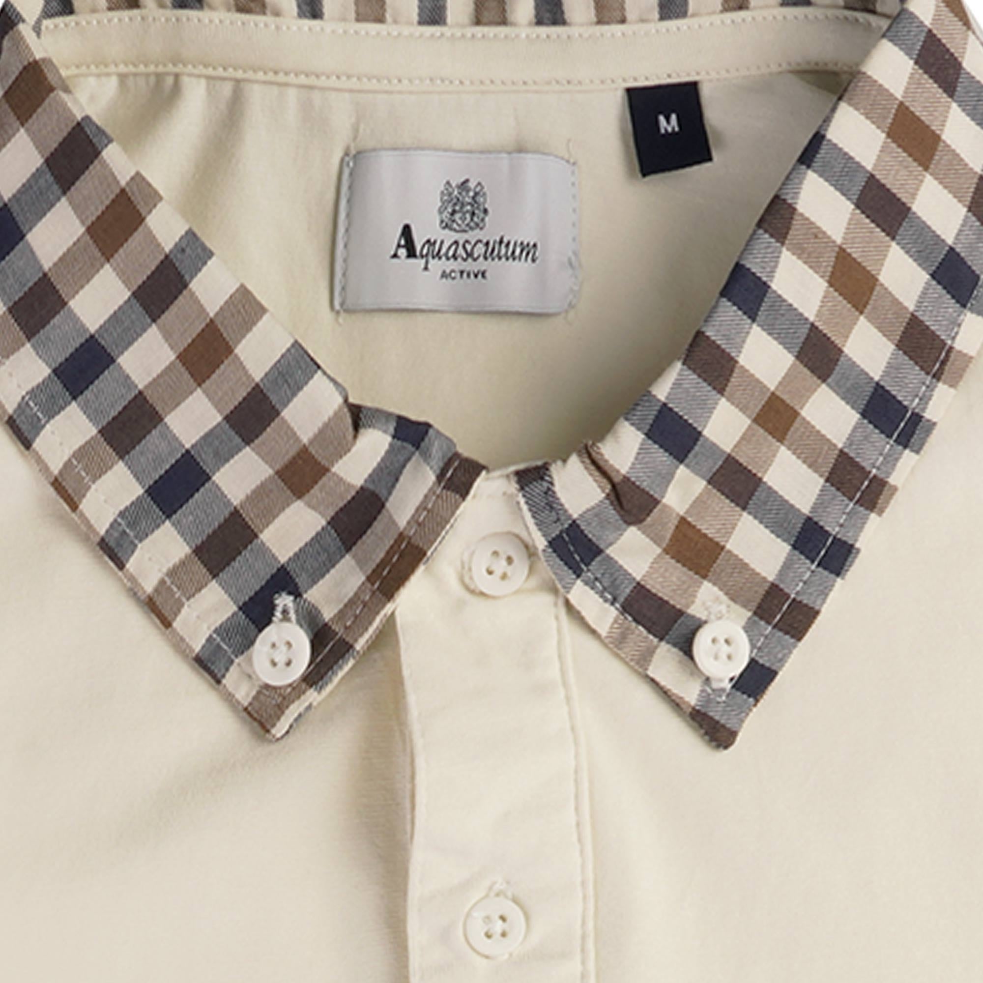 Aquascutum Supima Check Collar Polo Shirt - Old White