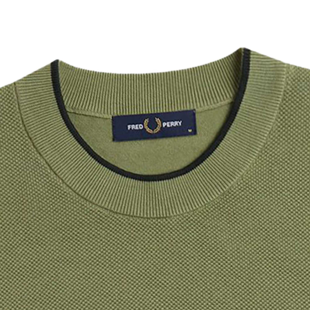 Fred Perry Texture Front Knitted T-Shirt - Olive Mint