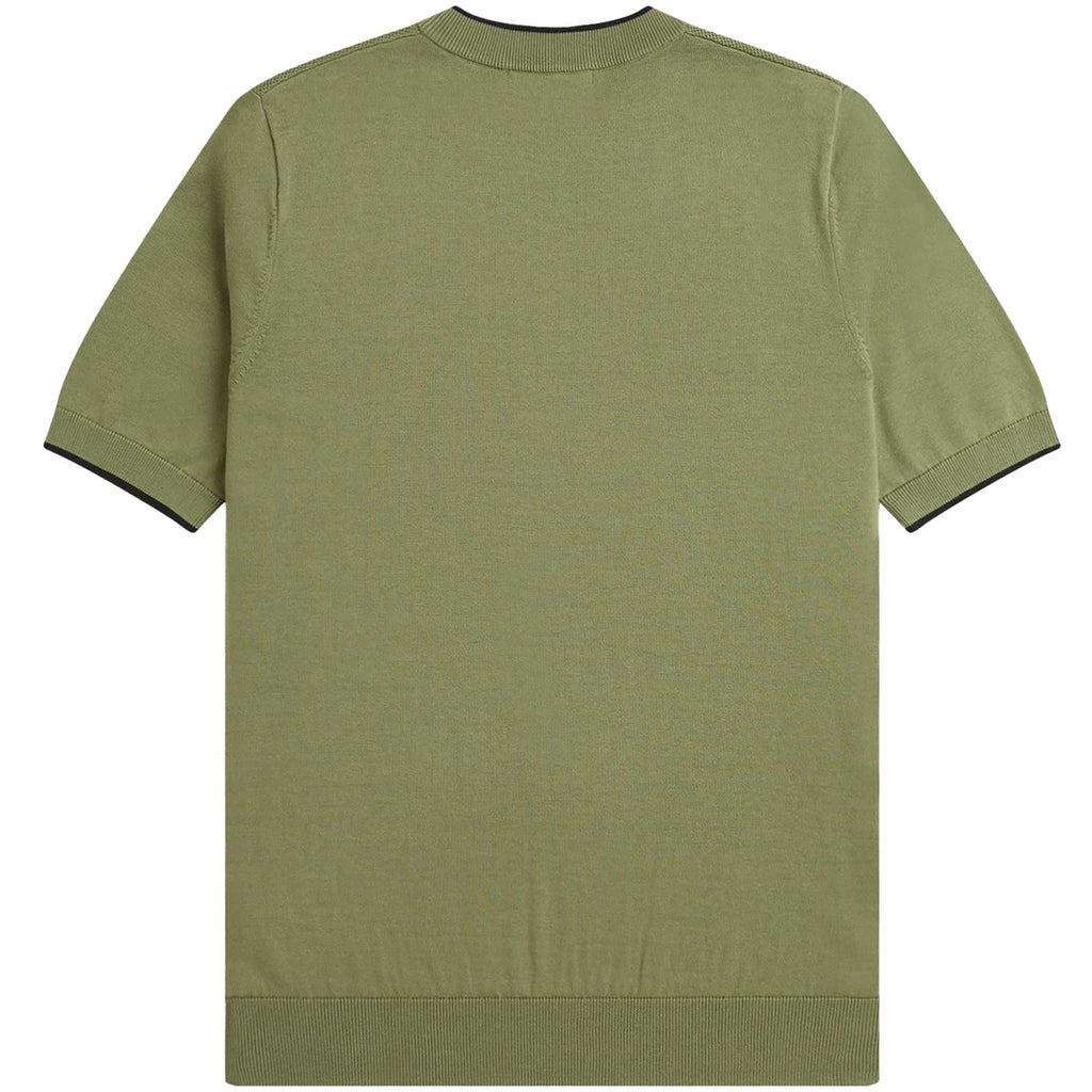 Fred Perry Texture Front Knitted T-Shirt - Olive Mint