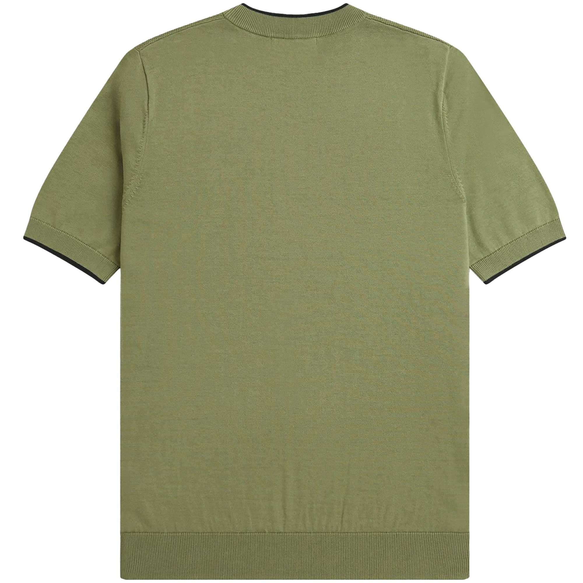 Fred Perry Texture Front Knitted T-Shirt - Olive Mint