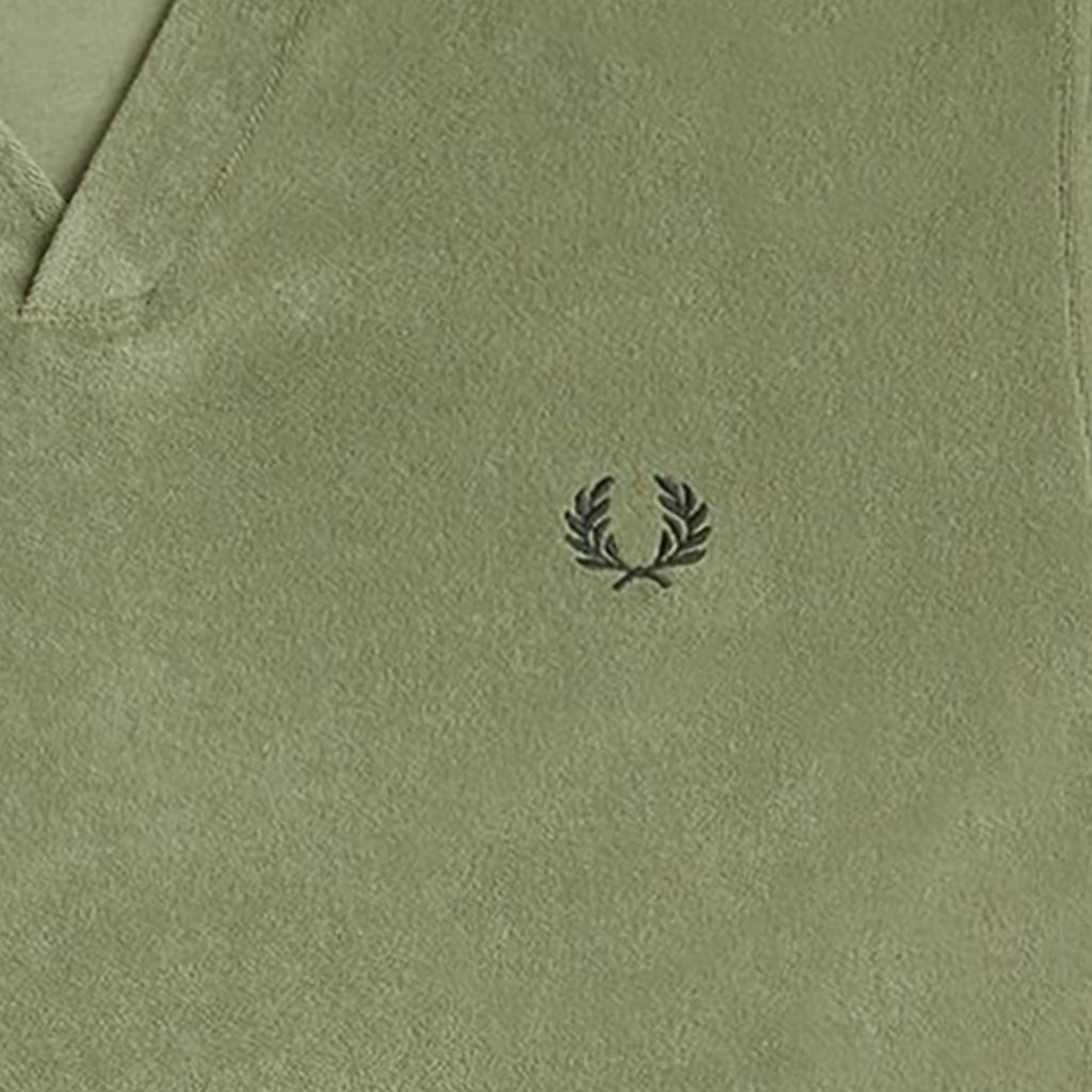 Fred Perry Open Collar Towelling Polo Shirt - Olive Mint